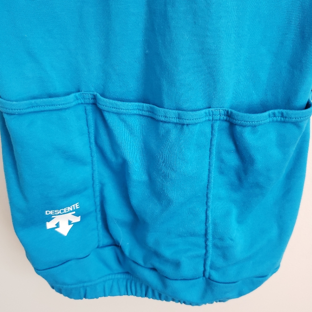 Descente Blue Cycling Shirt 1/4 Zip Back Pocket M - Picture 3 of 7